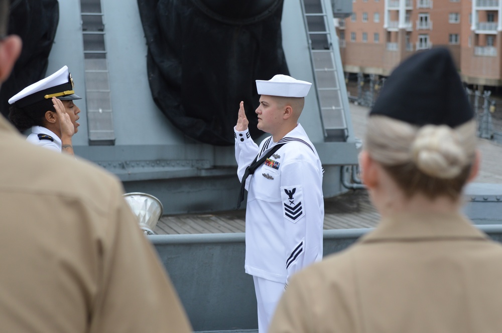 Reenlistment ceremony aboard Battleship Wisconsin