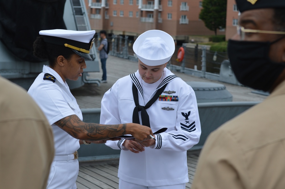 Reenlistment ceremony aboard Battleship Wisconsin