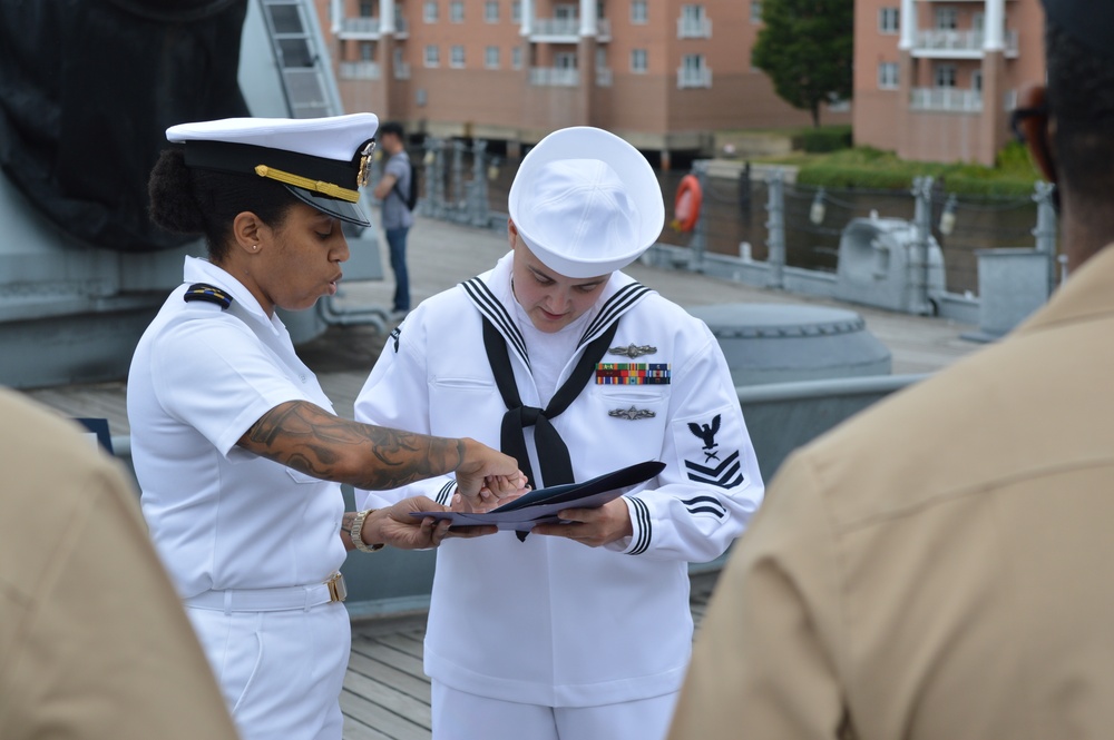 Reenlistment ceremony aboard Battleship Wisconsin