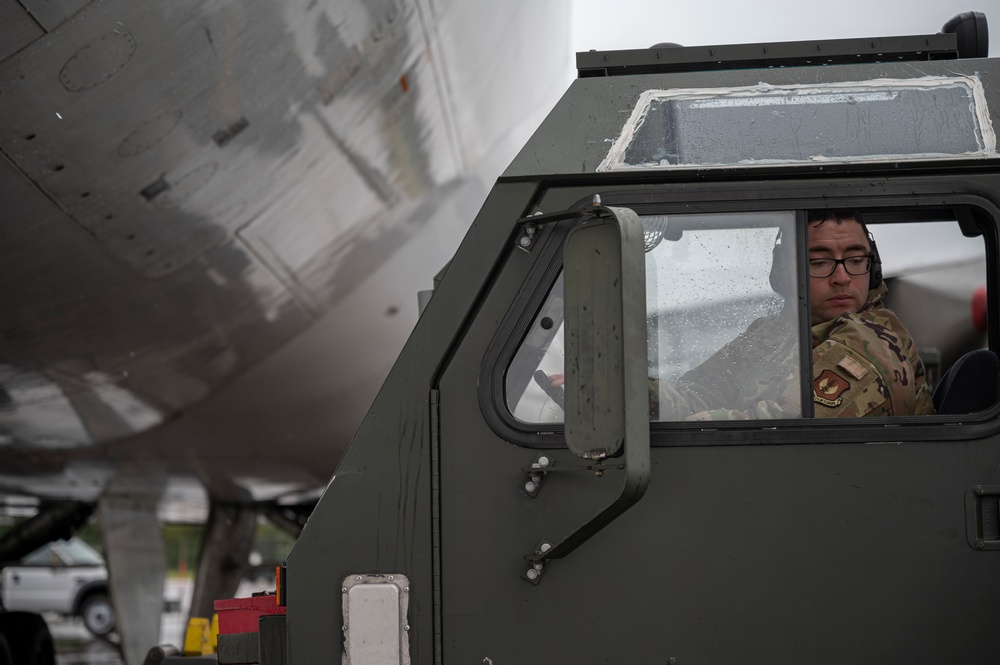 9th EBS receives mission support cargo at RAF Fairford for BTF Europe