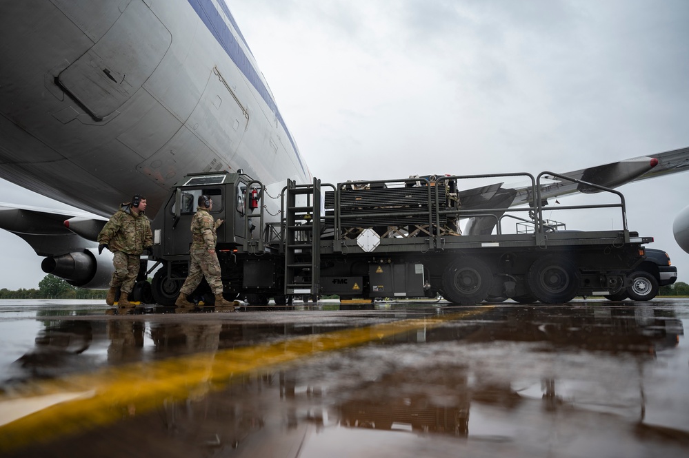 9th EBS receives mission support cargo at RAF Fairford for BTF Europe