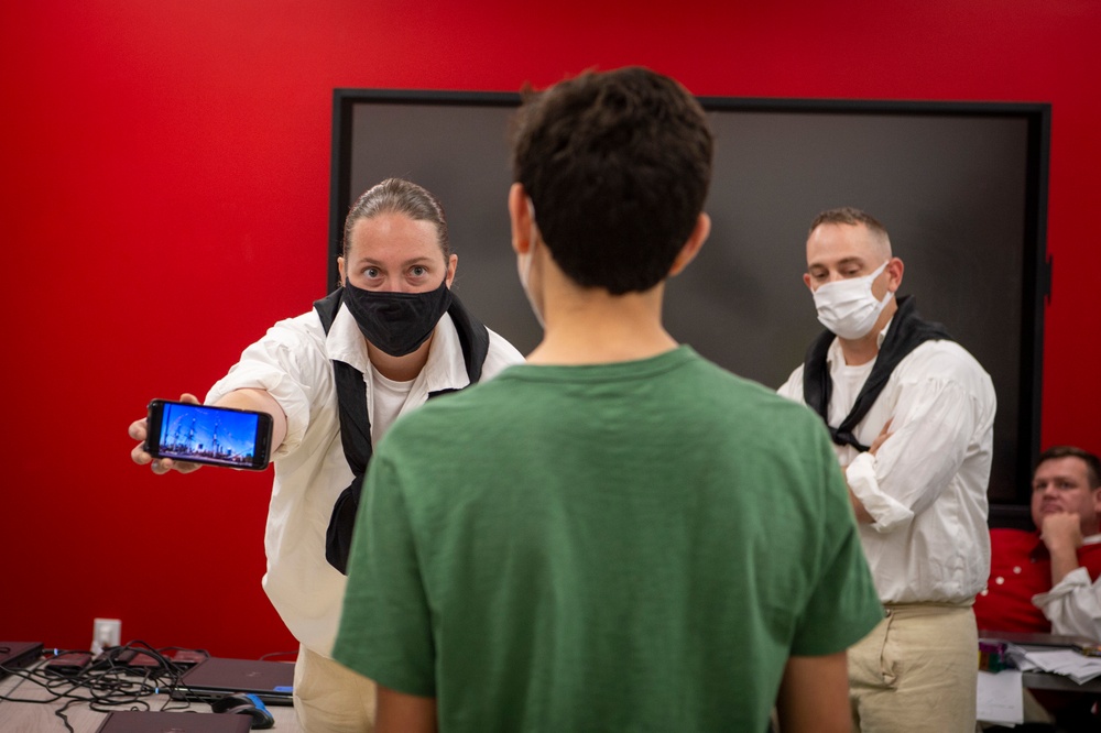 USS Constitution crew speak at high school