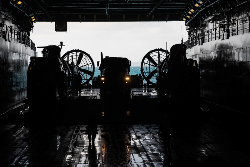 Marines and Sailors conduct LCAC ship to shore logistics exercise