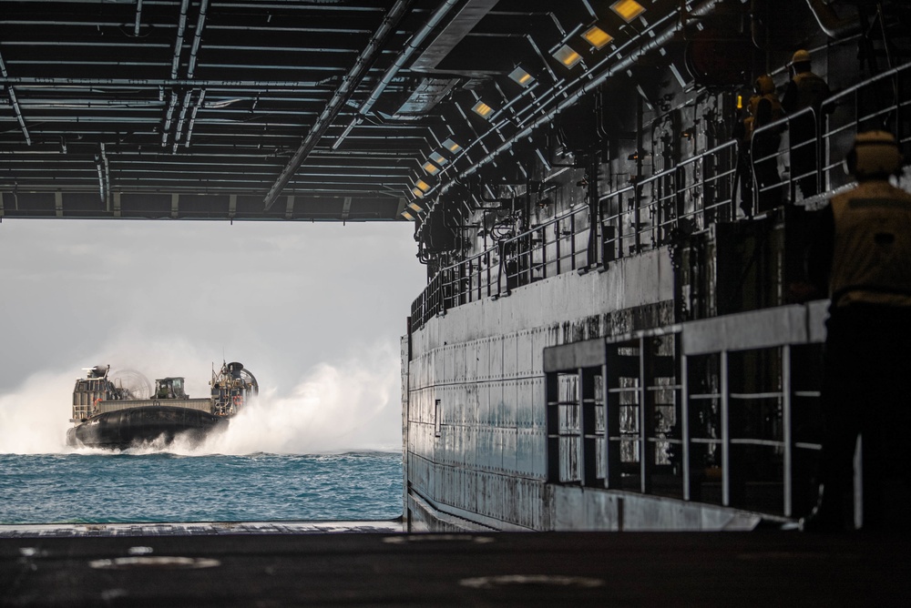 Marines and Sailors conduct LCAC ship to shore logistics exercise