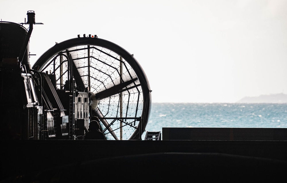 Marines and Sailors conduct LCAC ship to shore logistics exercise