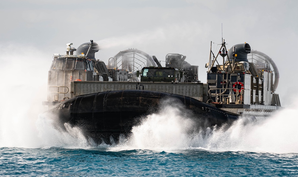 Marines and Sailors conduct LCAC ship to shore logistics exercise