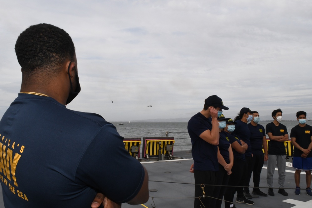 Navy's Newest Sailors PT on the Navy's Newst Ship