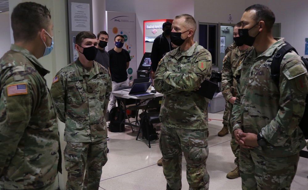 1st Infantry Division Command Team Visits Philadelphia APOD