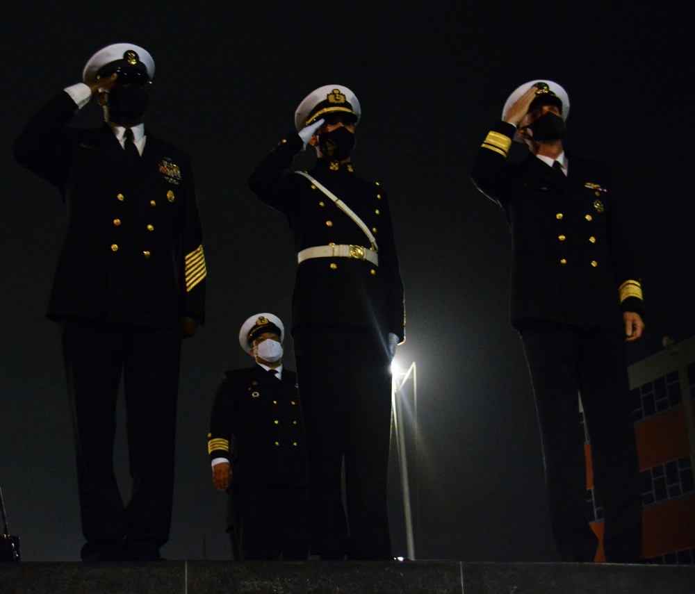 Command Master Chief Robert Florentino and RADM Jim Aiken Render Honors