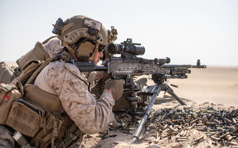 Charlie Co, BLT 1/1 machine gun range in Kuwait
