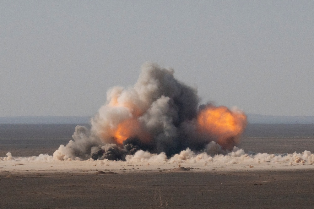 F-15E Strike Eagles offload bombs