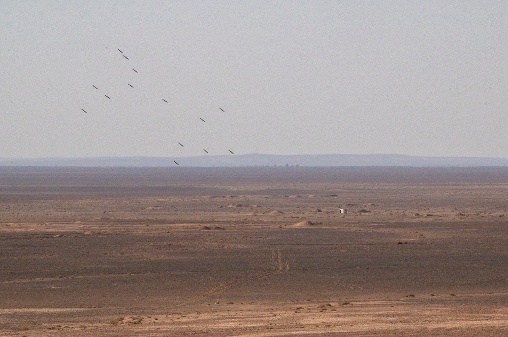 F-15E Strike Eagles offload bombs