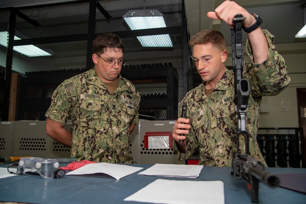 U.S. Navy Seabees with NMCB-5 conduct 3-M spot check