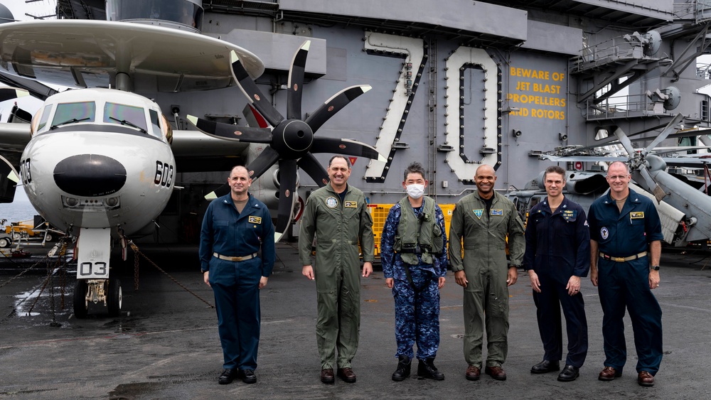 Rear Adm. Izura Ikeuchi, commander, Escort Flotilla Three, visits USS Carl Vinson (CVN 70)