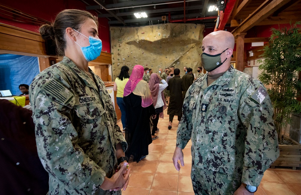 MCPON Russell Smith conducts fleet engagement at Naval Station Rota during Operation Allies Welcome