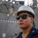 USS Billings Sailor Stands by on the Fo’c’sle During Sea and Anchor Detail