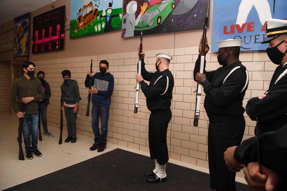 U.S. Navy Ceremonial Guard Sailors Visit High School Students During Denver Navy Week