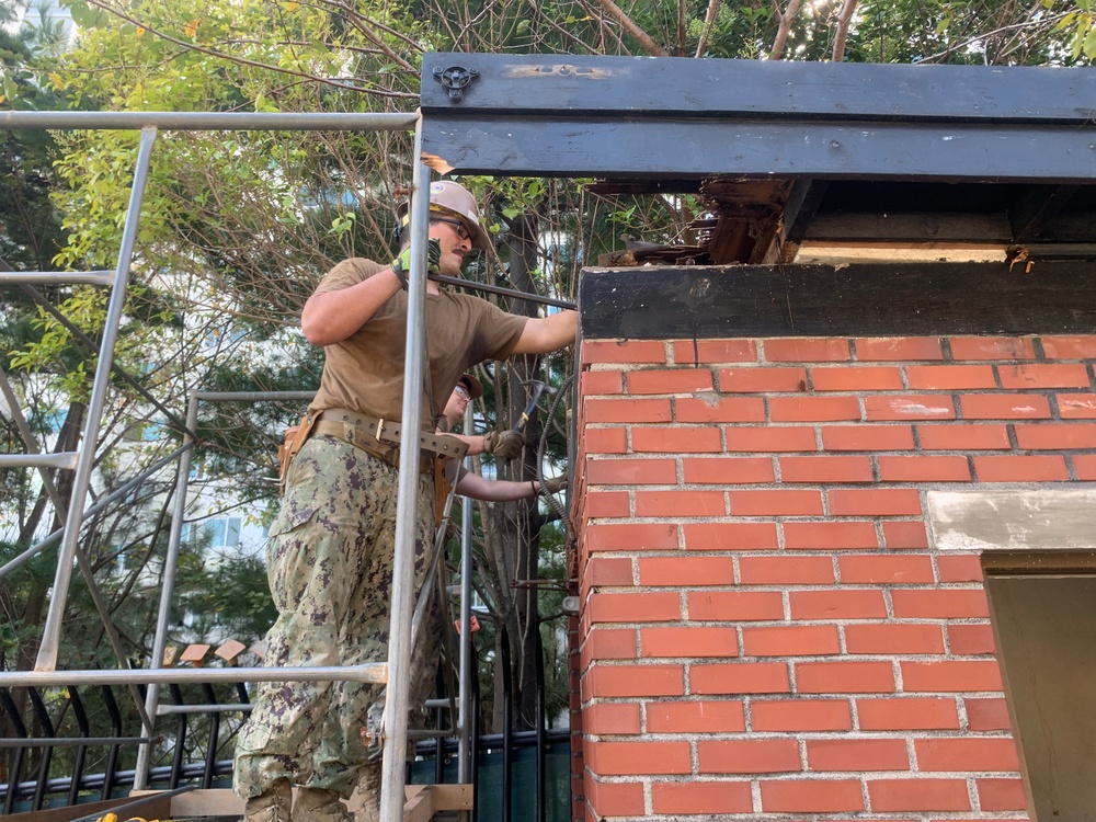 US Navy Seabees with NMCB-5 support Special Warfare Command onboard Commander Fleet Activities Chinhae