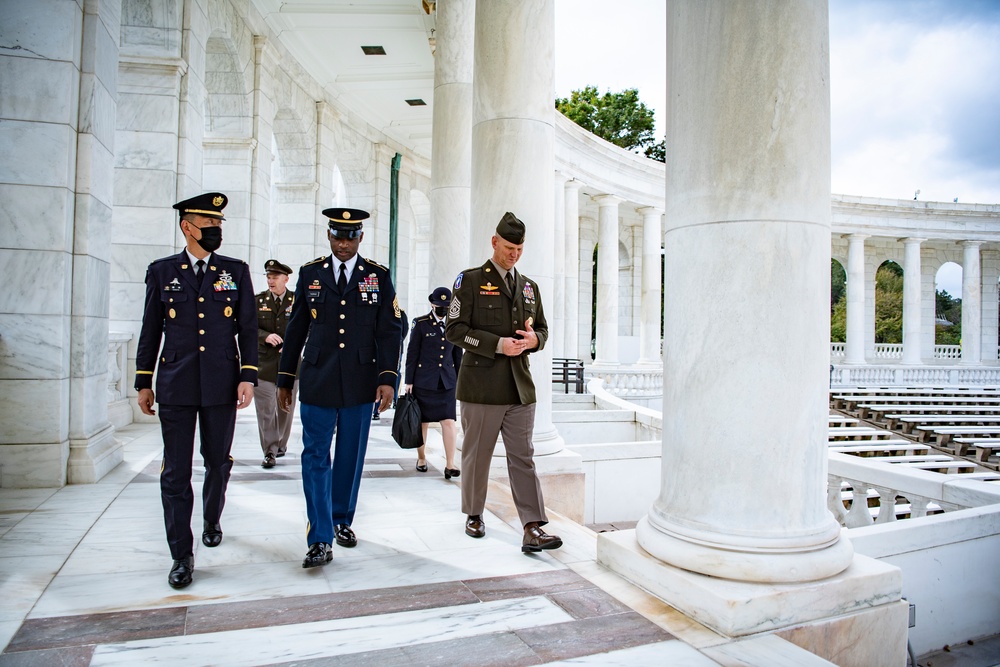 Warrant Officer Kazuo Nemoto, Sergeant Major of the Japan Ground Self-Defense Force Particaptes in a Public Wreath-Laying Ceremony at the Tomb of the Unknown Soldier