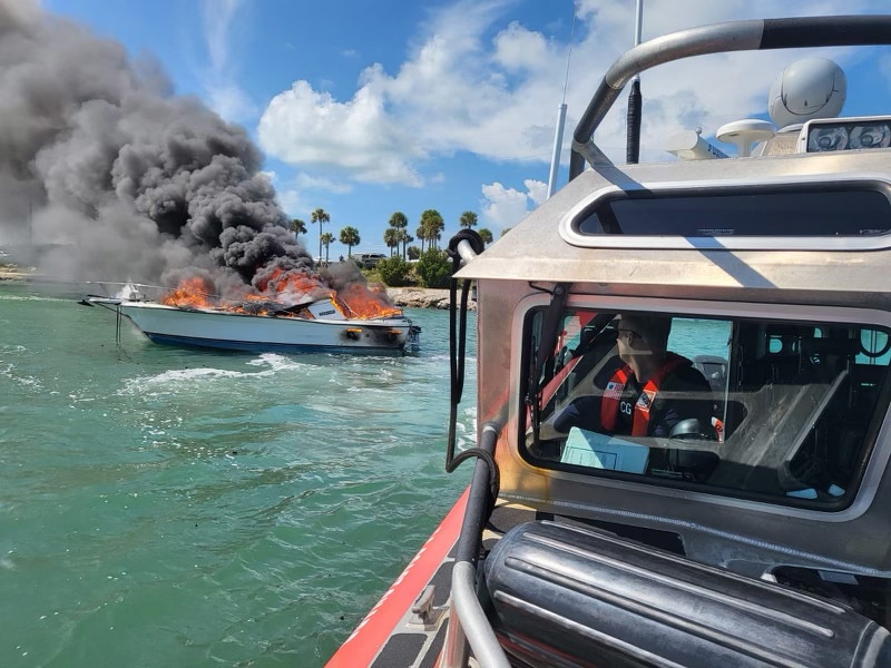 Coast Guard, good Samaritan rescue 2, extinguish boat fire in Florida Keys