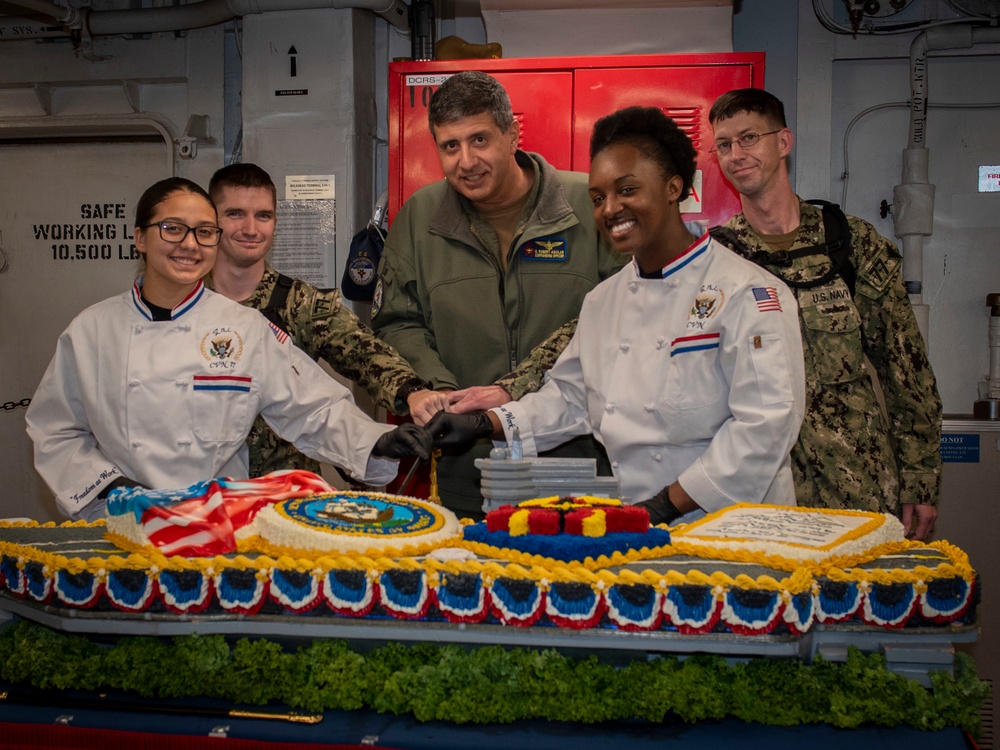 GHWB Sailors Cut Cake
