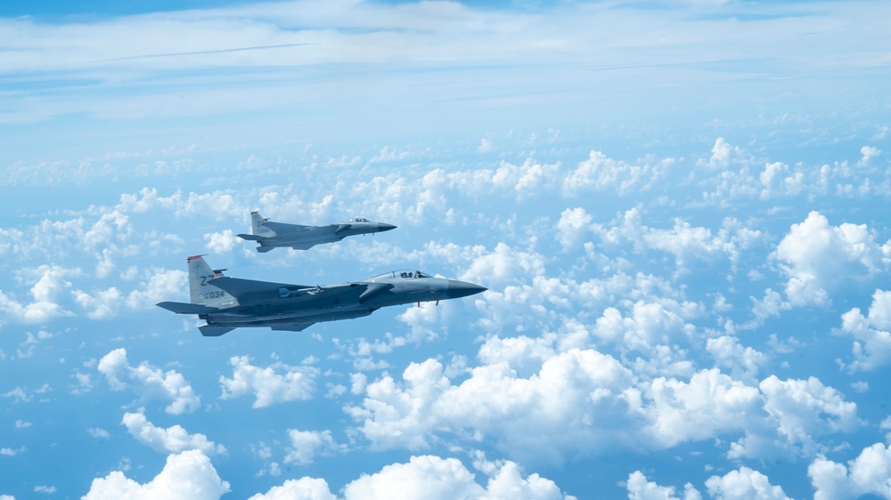 909th Air Refueling Squadron Refuels F-15s