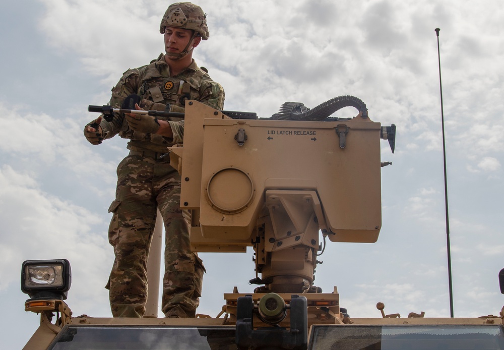 D Co., 1-102nd Infantry Regiment (Mountain) conducts mounted gunnery training