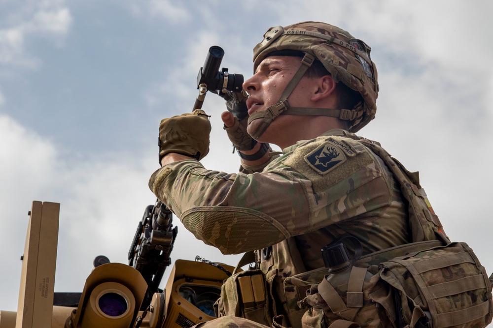 D Co., 1-102nd Infantry Regiment (Mountain) conducts mounted gunnery training