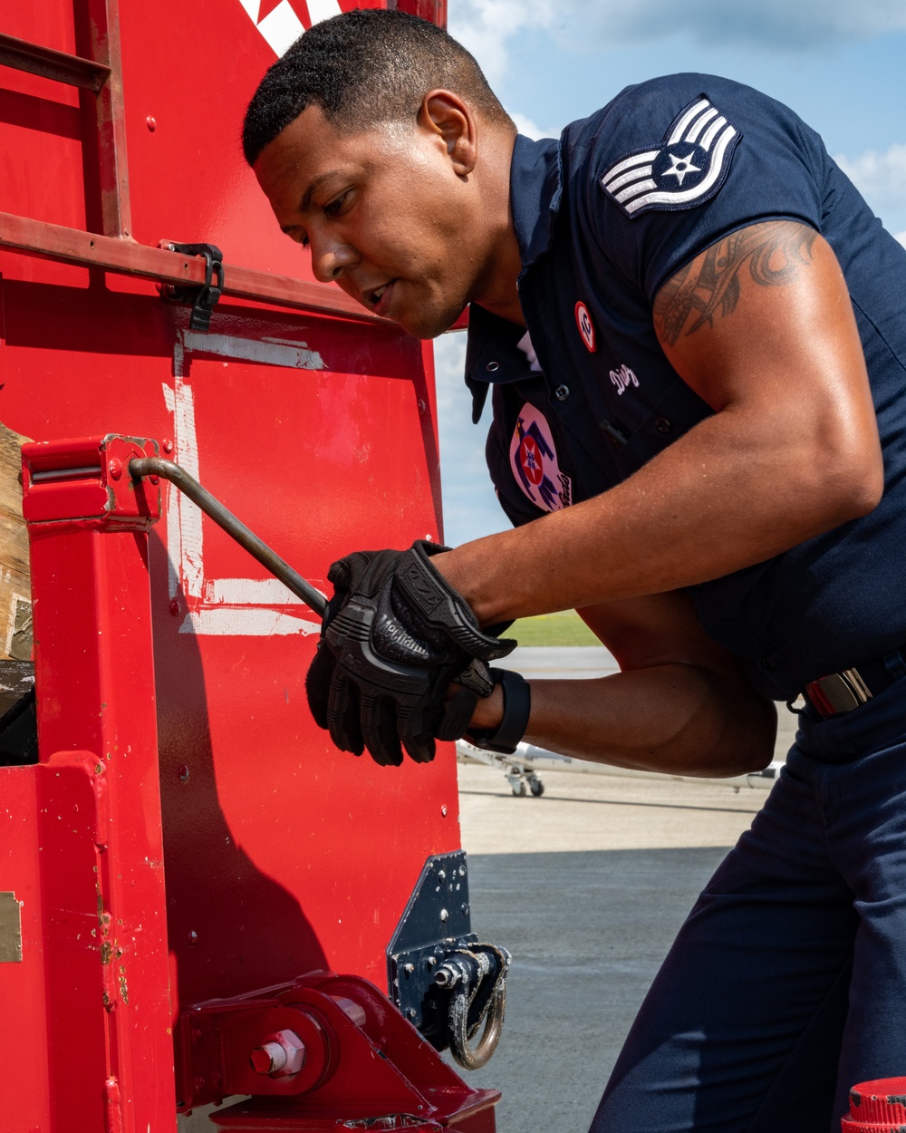 Thunderbirds unload cargo after arriving in Binghamton