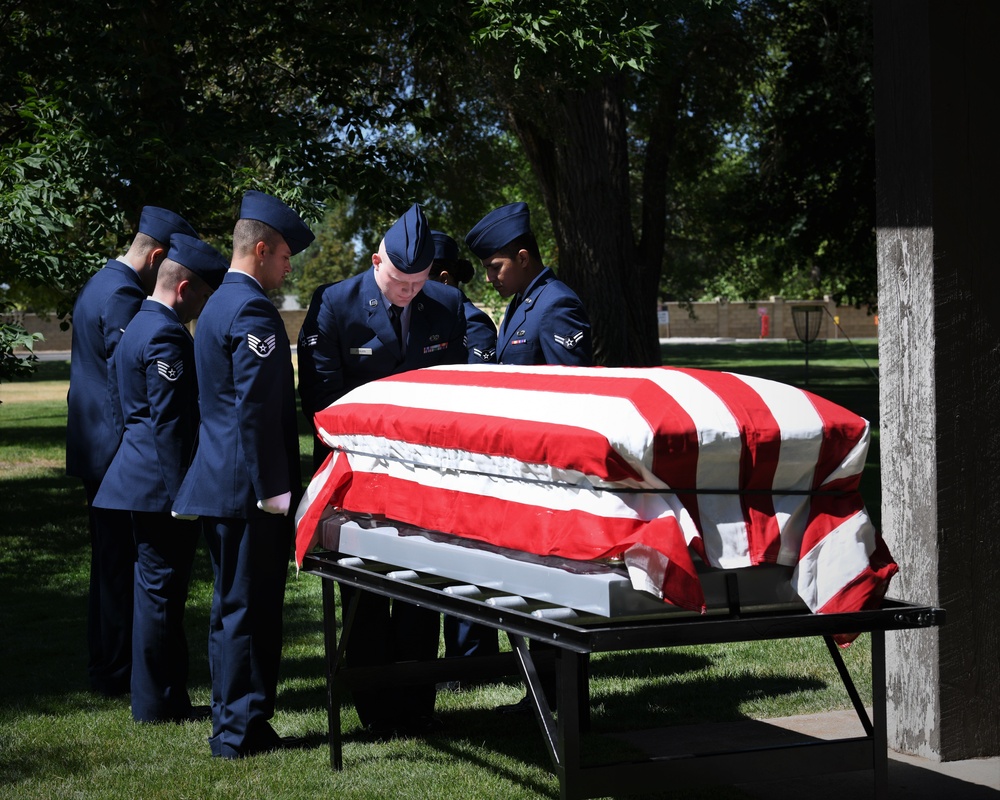 Fairchild Honor Guard graduates demonstrate a funeral ceremony