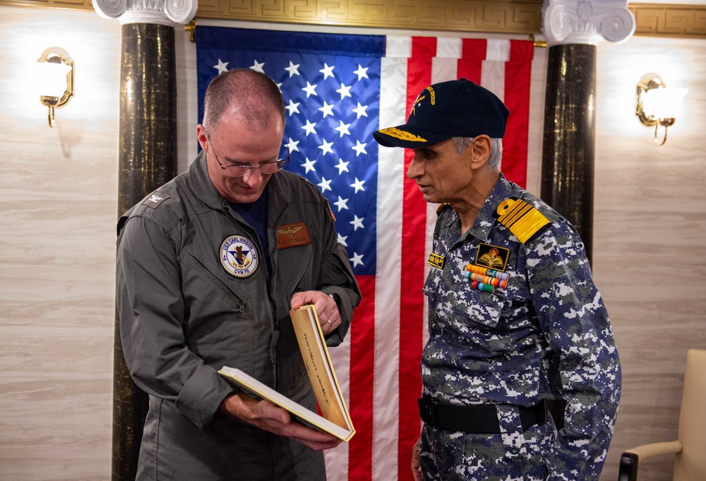 CNO, Indian Chief of Naval Staff Visit USS Carl Vinson (CVN 70) as part of MALABAR 21