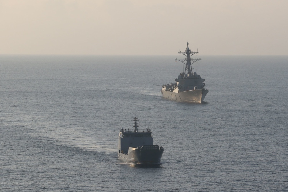 USS Mustin Participates in a Trilateral Passing Exercise with Partner Nations