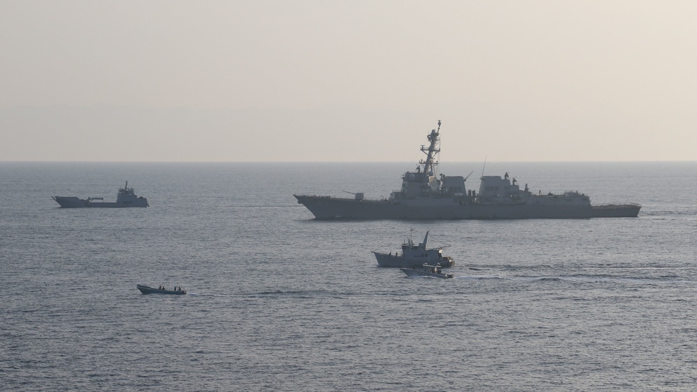 USS Mustin Participates in a Trilateral Passing Exercise with Partner Nations