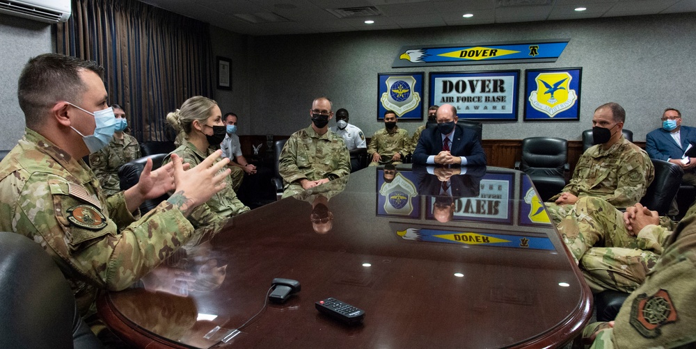Sen. Coons hears OAR stories from Dover AFB Airmen