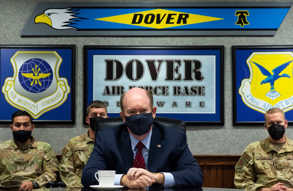 Sen. Coons hears OAR stories from Dover AFB Airmen