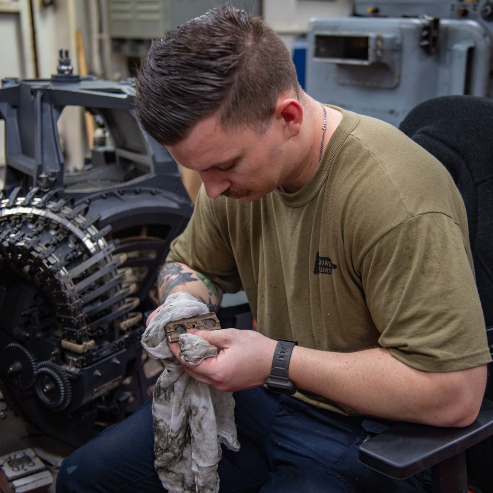 USS Carl Vinson (CVN 70) Sailors Conduct Weapon Maintenance in Bay of Bengal