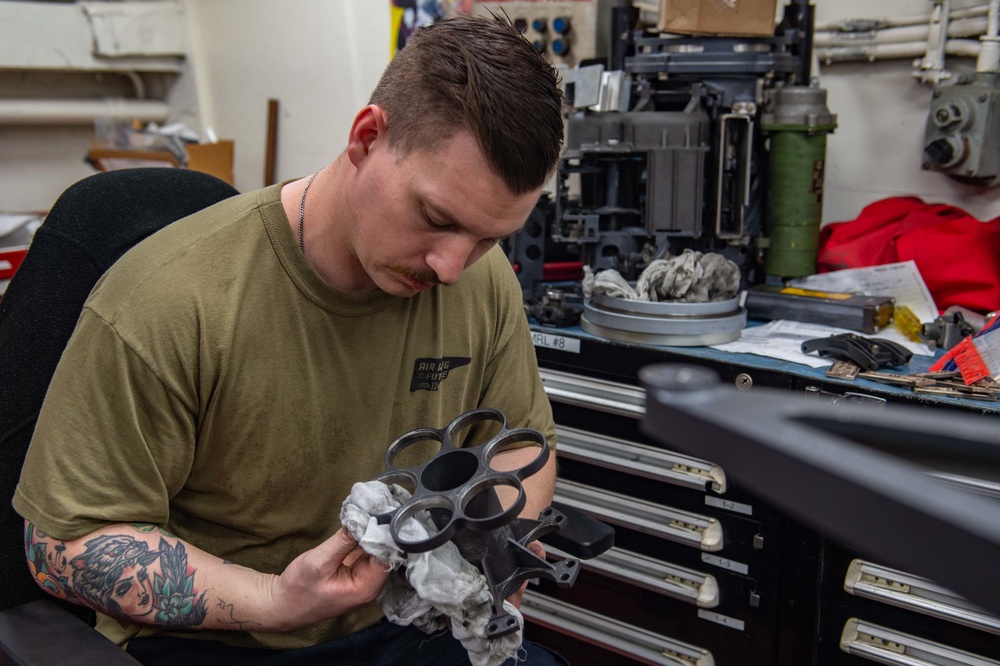 USS Carl Vinson (CVN 70) Sailors Conduct Weapon Maintenance in Bay of Bengal