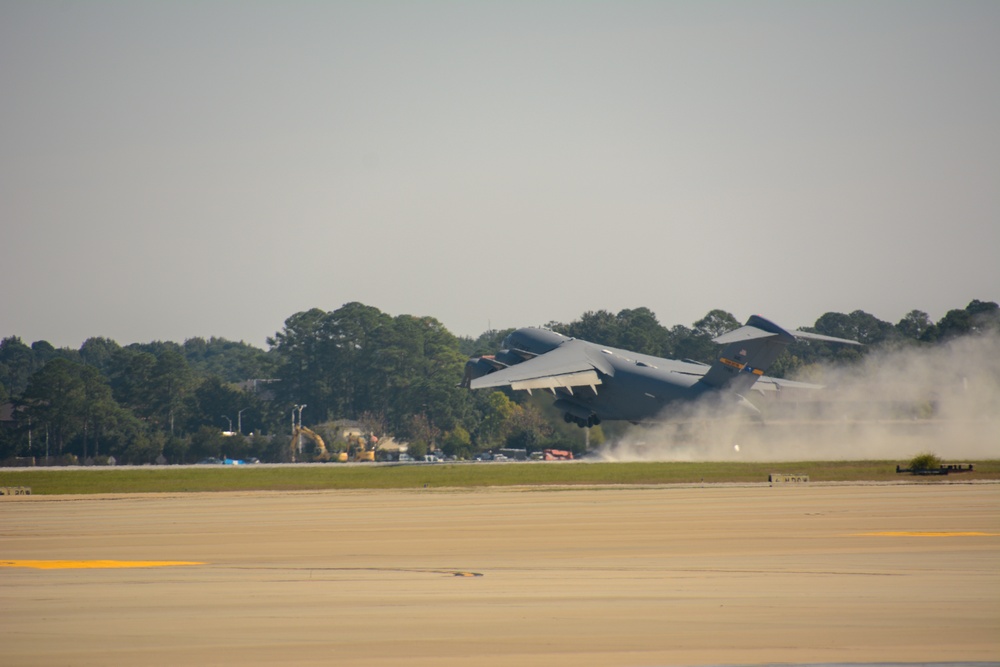 Flight carrying Air Force and Army leadership marks reopening of Pope Army Airfield