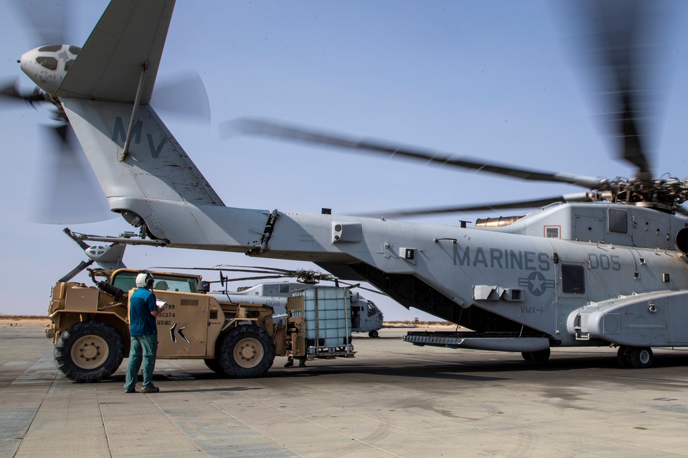 Marine Operational Test and Evaluation Squadron 1 flies the new Sikorsky CH-53K King Stallion