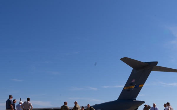 Flight carrying Air Force and Army leadership marks reopening of Pope Army Airfield