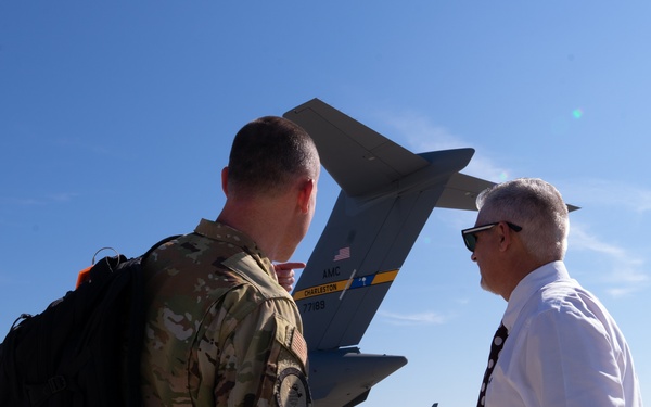 Flight carrying Air Force and Army leadership marks reopening of Pope Army Airfield