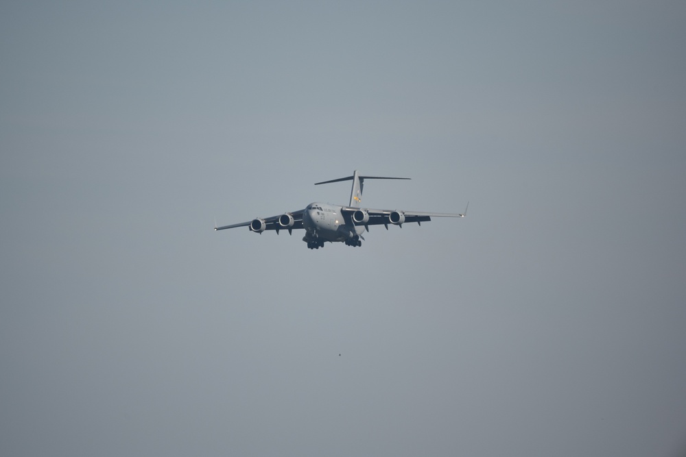 Flight carrying Air Force and Army leadership marks reopening of Pope Army Airfield