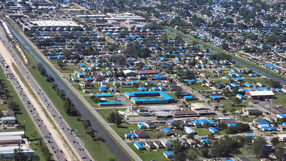 Hurricane Ida Response: USACE Blue Roof aerial view