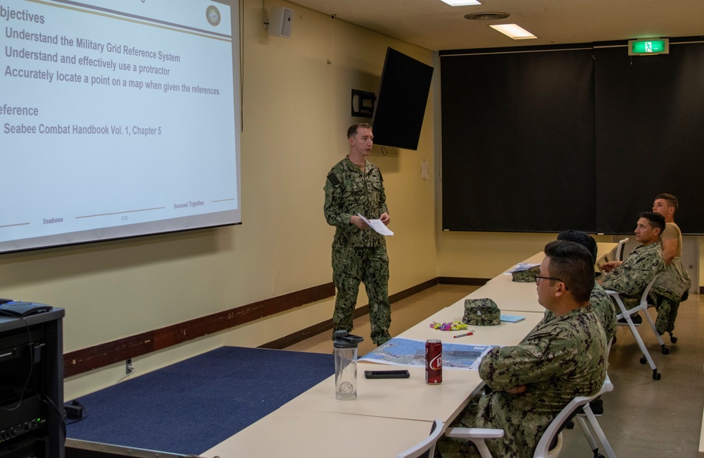 U.S. Navy Seabees with NMCB-5 hold tactical training onboard Camp Shields