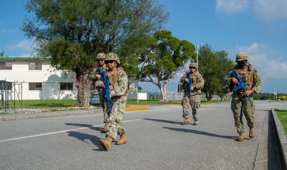 U.S. Navy Seabees with NMCB-5 hold tactical training onboard Camp Shields