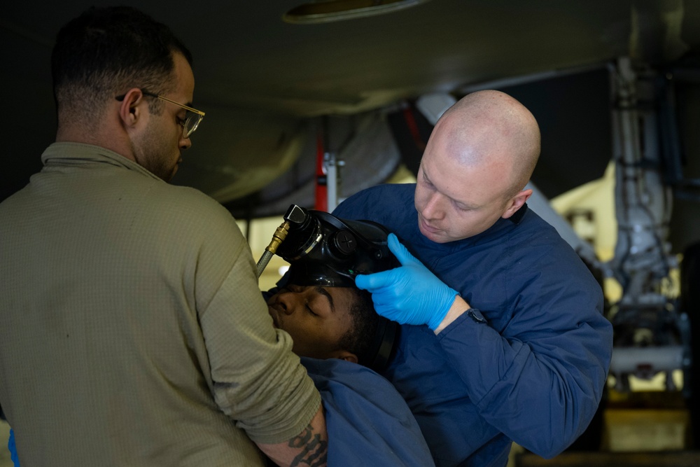 100th Maintenance Squadron fuels systems shop fuel cell extraction exercise.