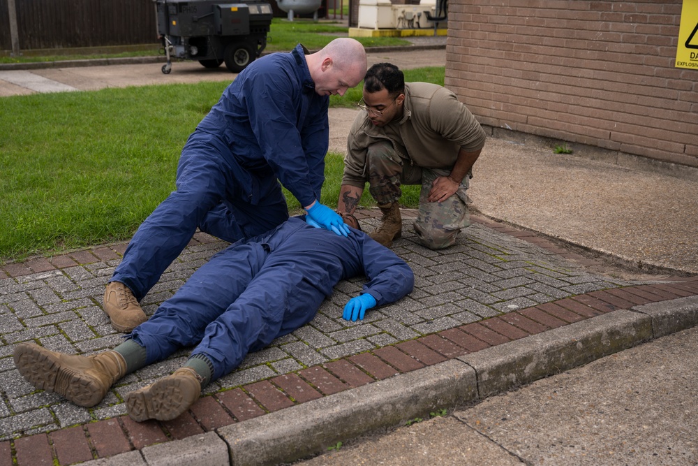 100th Maintenance Squadron fuels systems shop fuel cell extraction exercise.