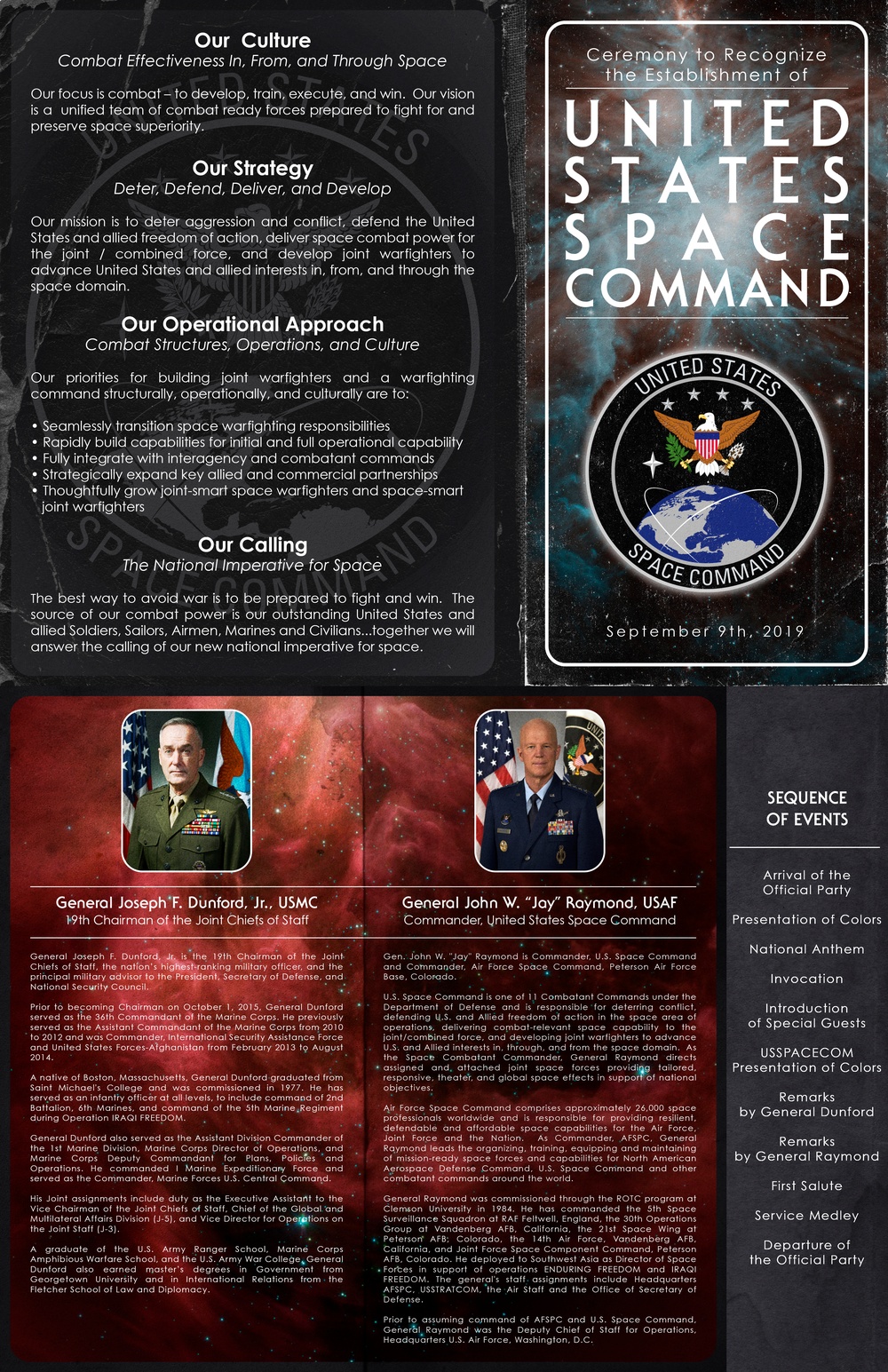 United States Space Command Establishment Ceremony Program