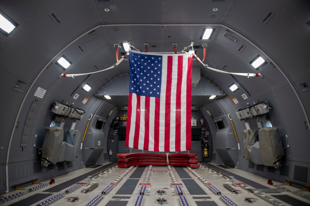 97 AMW honors fallen WWII Airman with KC-46 flyover