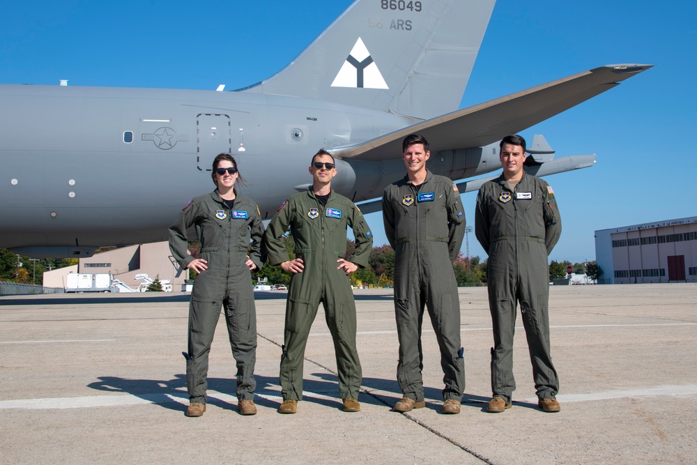 97 AMW honors fallen WWII Airman with KC-46 flyover